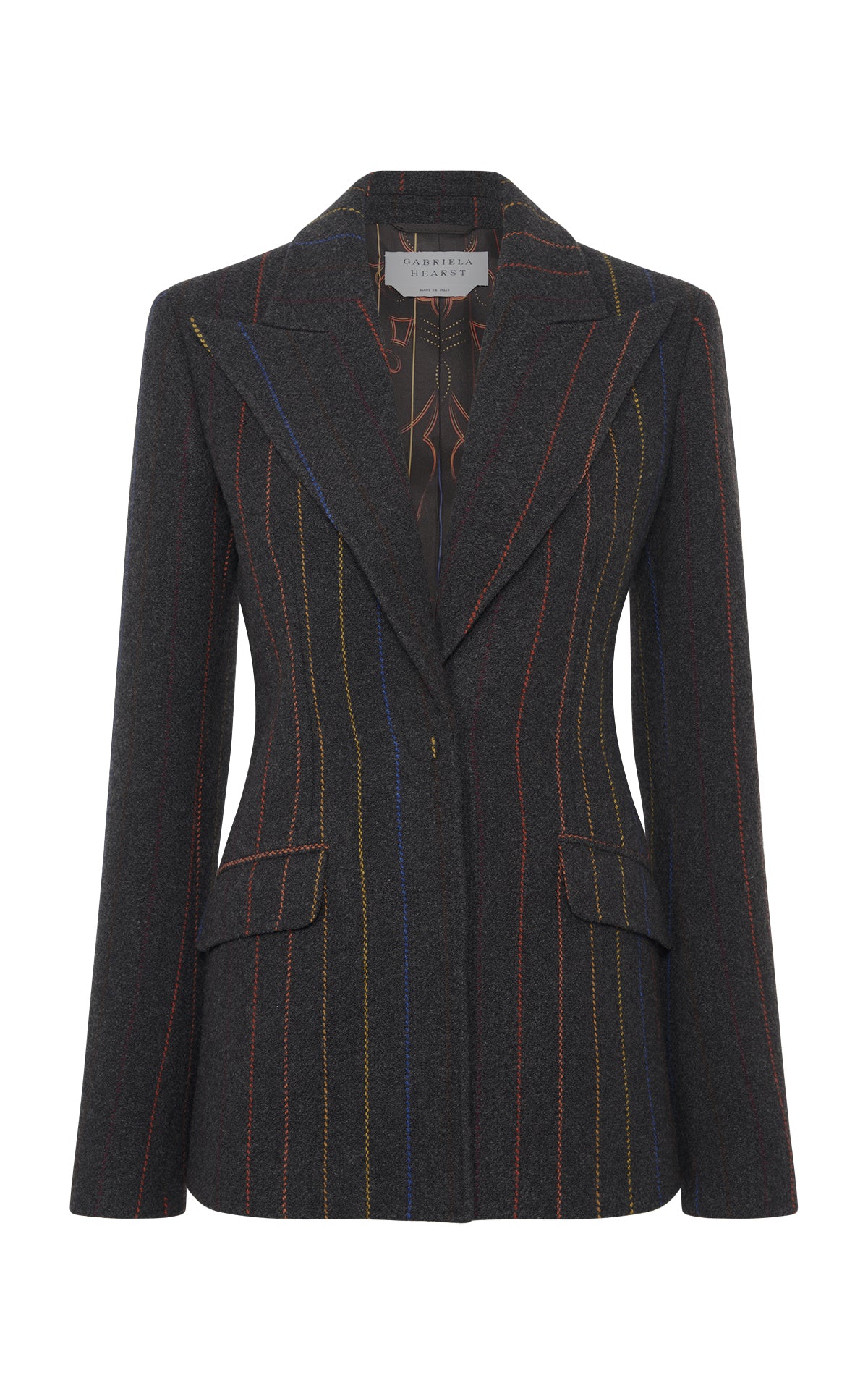 Leiva Blazer in Charcoal Multi Pinstripe Wool Cashmere