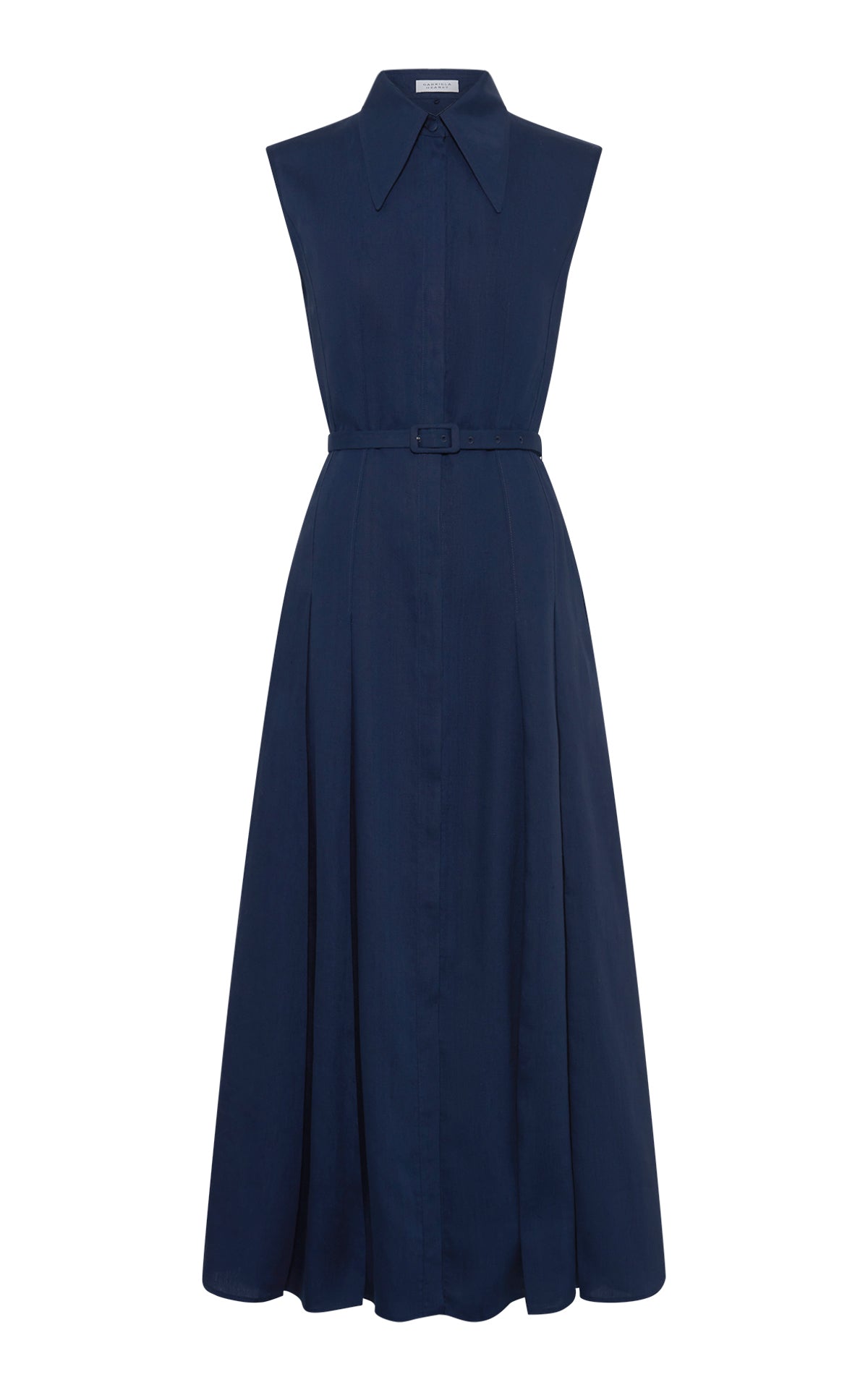 Durand Pleated Maxi Shirtdress in Linen