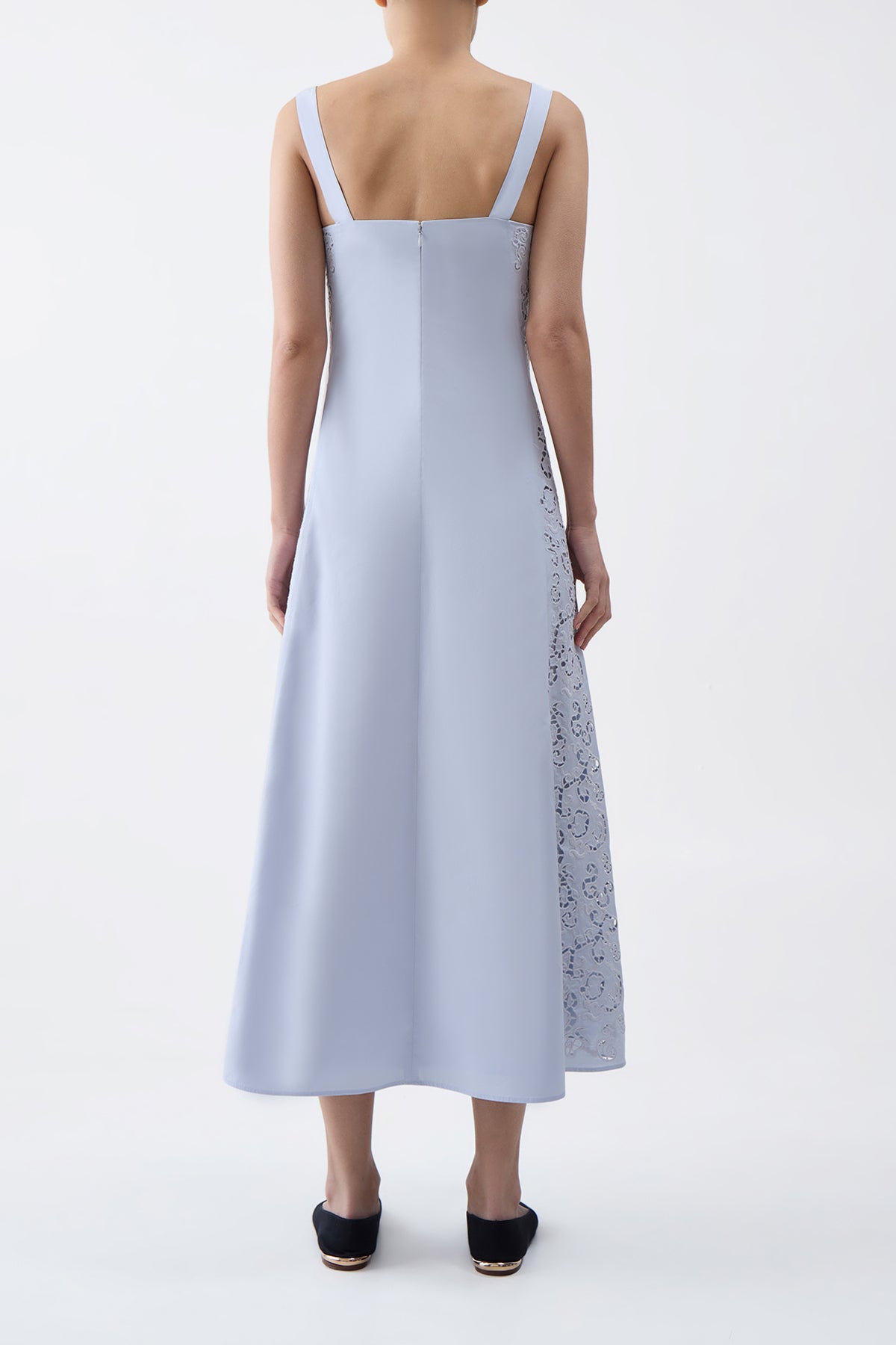 Lenya Lace Midi Dress in Light Blue Sea Island Cotton