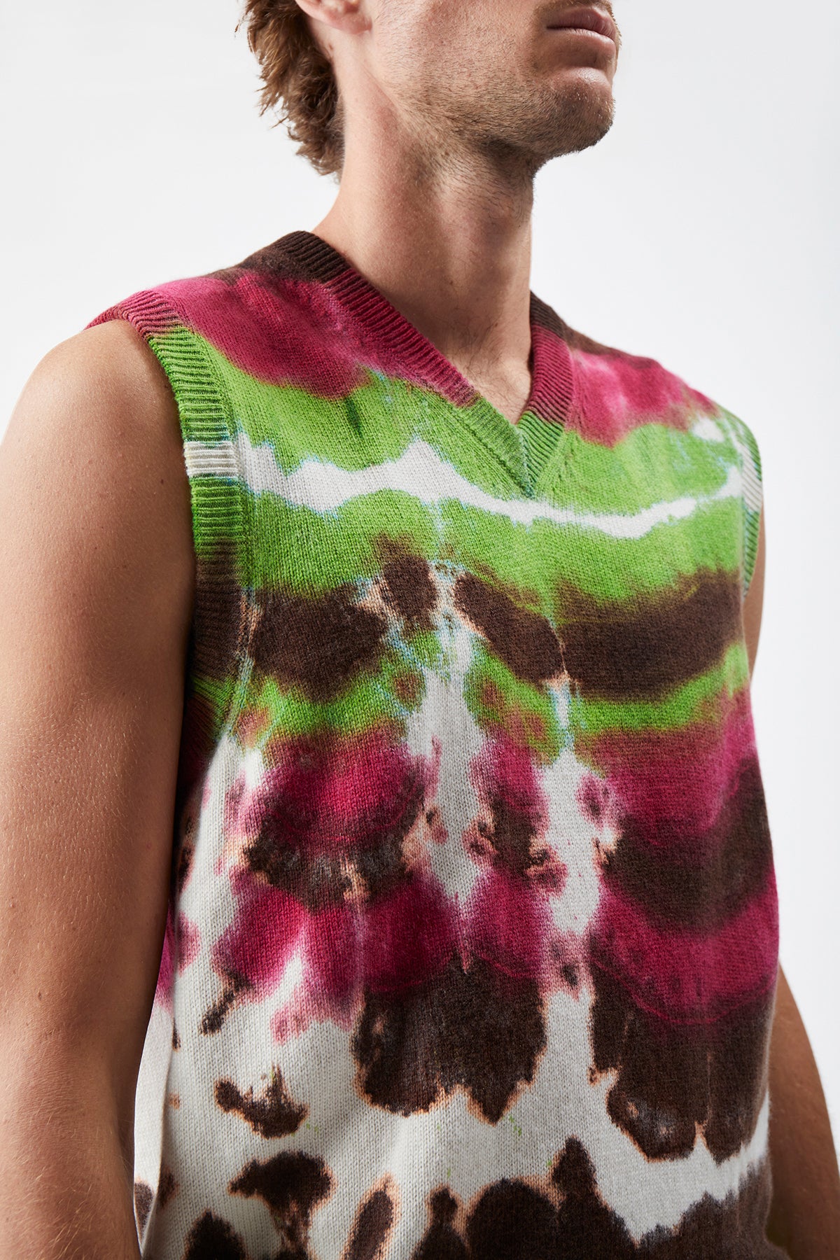 Fielding Knit Vest in Jewel Tie Dye Cashmere