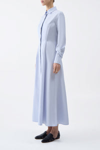Eugene Maxi Shirtdress in Light Blue Sea Island Cotton
