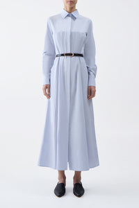 Eugene Maxi Shirtdress in Light Blue Sea Island Cotton