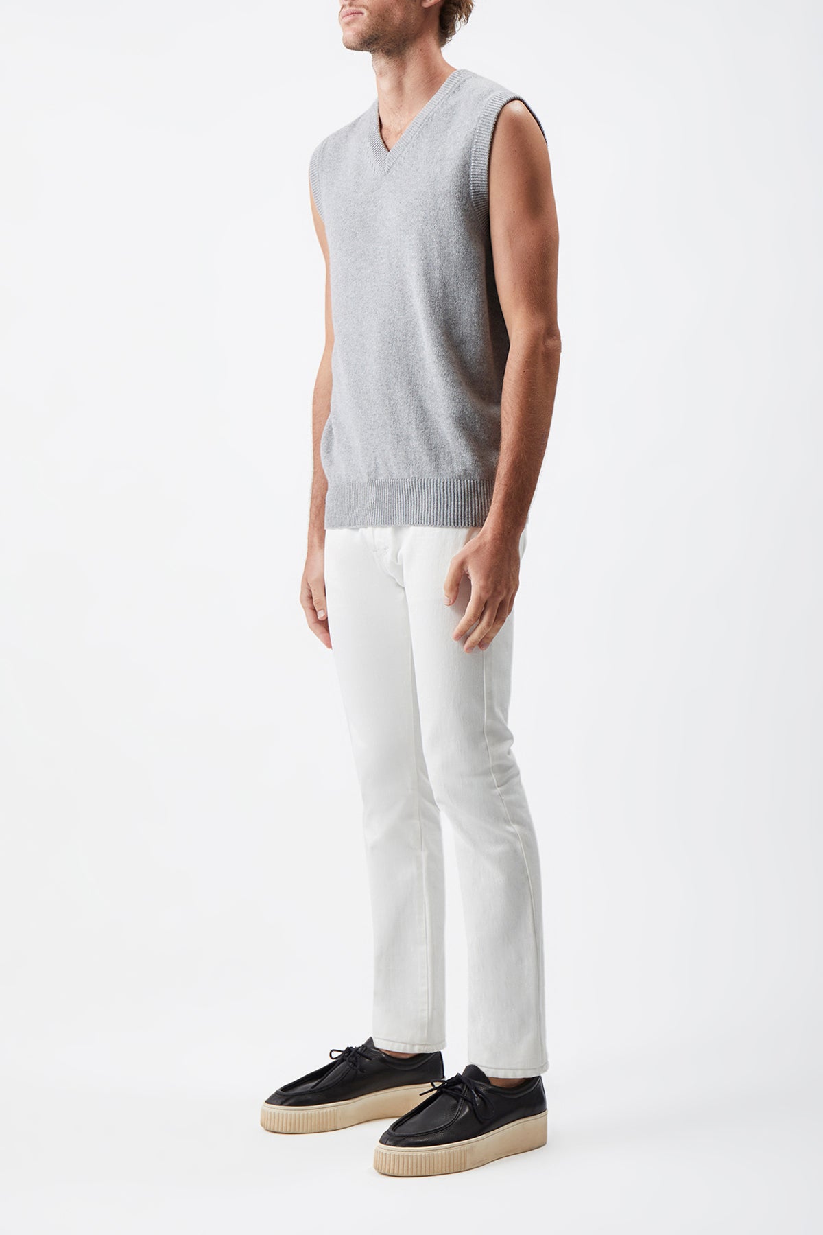 Fielding Knit Vest in Heather Grey Cashmere