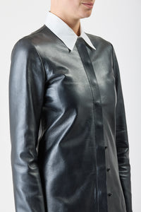 Thales Jacket in Black Metallic Nappa Leather