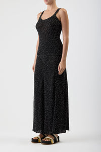 フロリス ニット マキシスカート ブラック ビーズ シルク