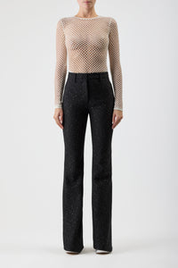 アラノン スパンコールパンツ ブラック バージンウール