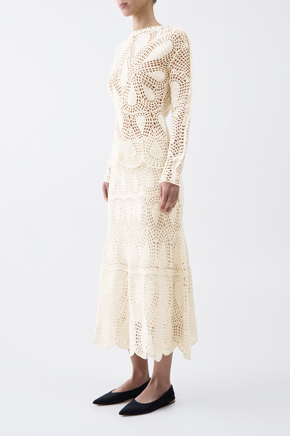 Capps Crochet Top in Ivory Wool Cashmere
