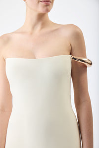 アイボリーウールシルクキャディのアニカマキシドレス