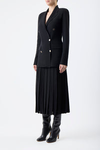 Del Pleated Knit Skirt in Black Wool