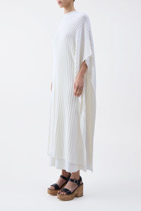 Taos Knit Poncho in Ivory Merino Wool Cashmere