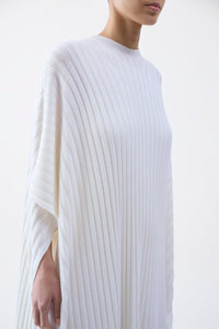 Taos Knit Poncho in Ivory Merino Wool Cashmere