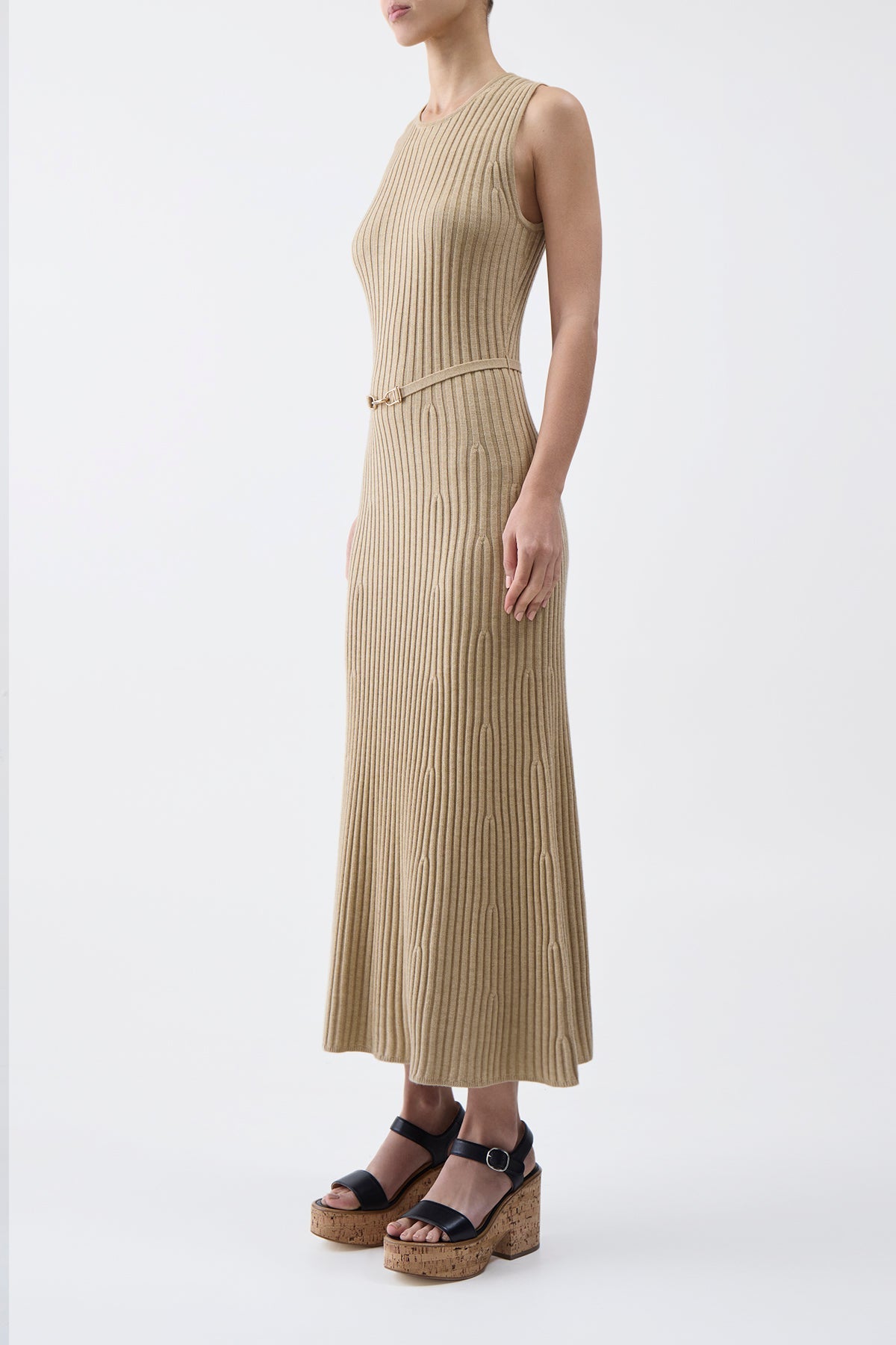 Meier Knit Dress in Hay Merino Wool Cashmere