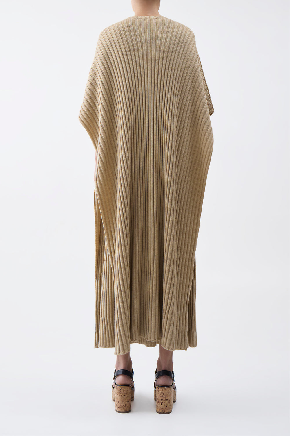 Taos Knit Poncho in Hay Merino Wool Cashmere