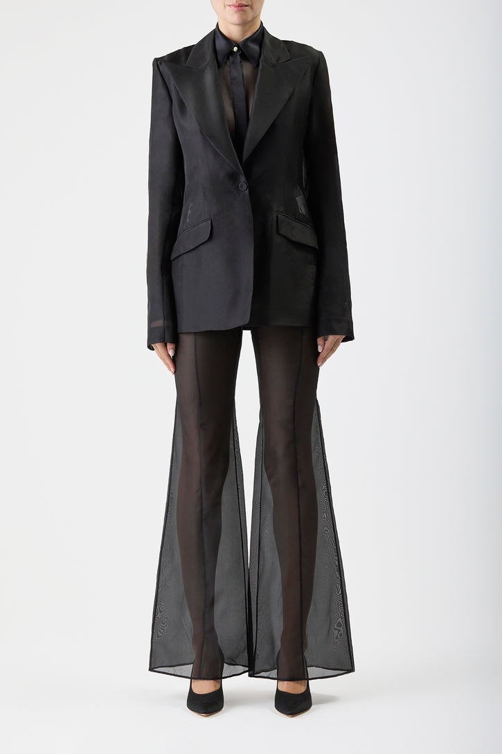 Leiva Sheer Blazer in Black Silk Organza