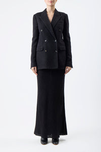 Belo Maxi Skirt in Black Silk Cashgora Boucle Gauze