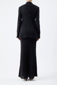 Belo Maxi Skirt in Black Silk Cashgora Boucle Gauze