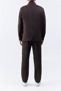 ルーカス オーバーシャツ チョコレート ウィンターシルク