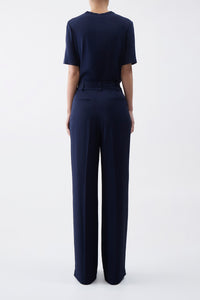 Maura Pant in Navy Silk Crepe