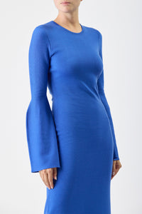 Palanco Knit Midi Dress in Sapphire Merino Wool Cashmere