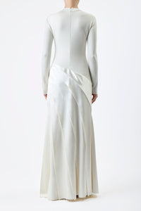 Ismay Pleated Dress in Ivory Silk Satin