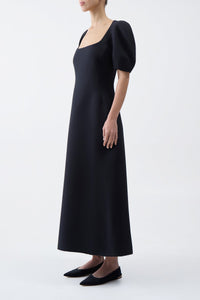 Niahm Dress in Black Wool Silk Cady (Copy)