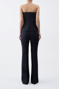Rhein Pant in Black Wool Silk Cady