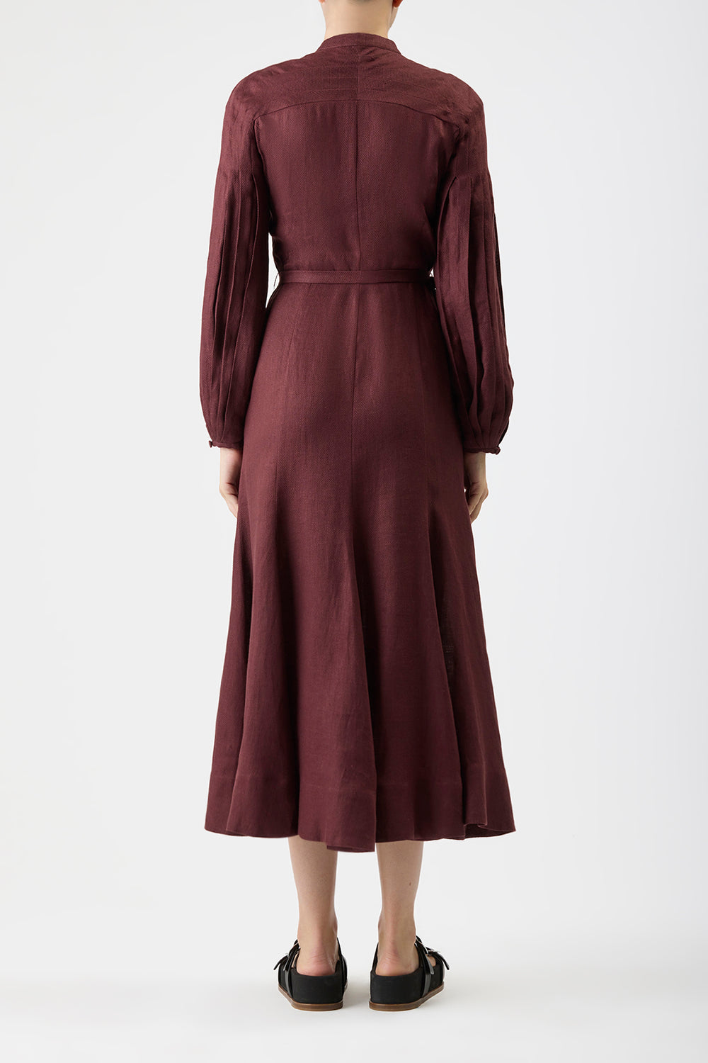 Lydia Maxi Dress with Slip in Deep Bordeaux Linen