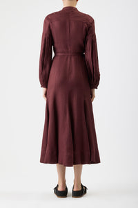 Lydia Maxi Dress with Slip in Deep Bordeaux Linen