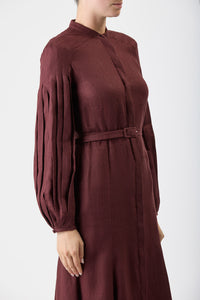 Lydia Maxi Dress with Slip in Deep Bordeaux Linen