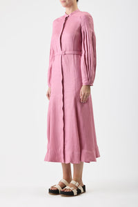 Lydia Maxi Dress with Slip in Rose Quartz Linen