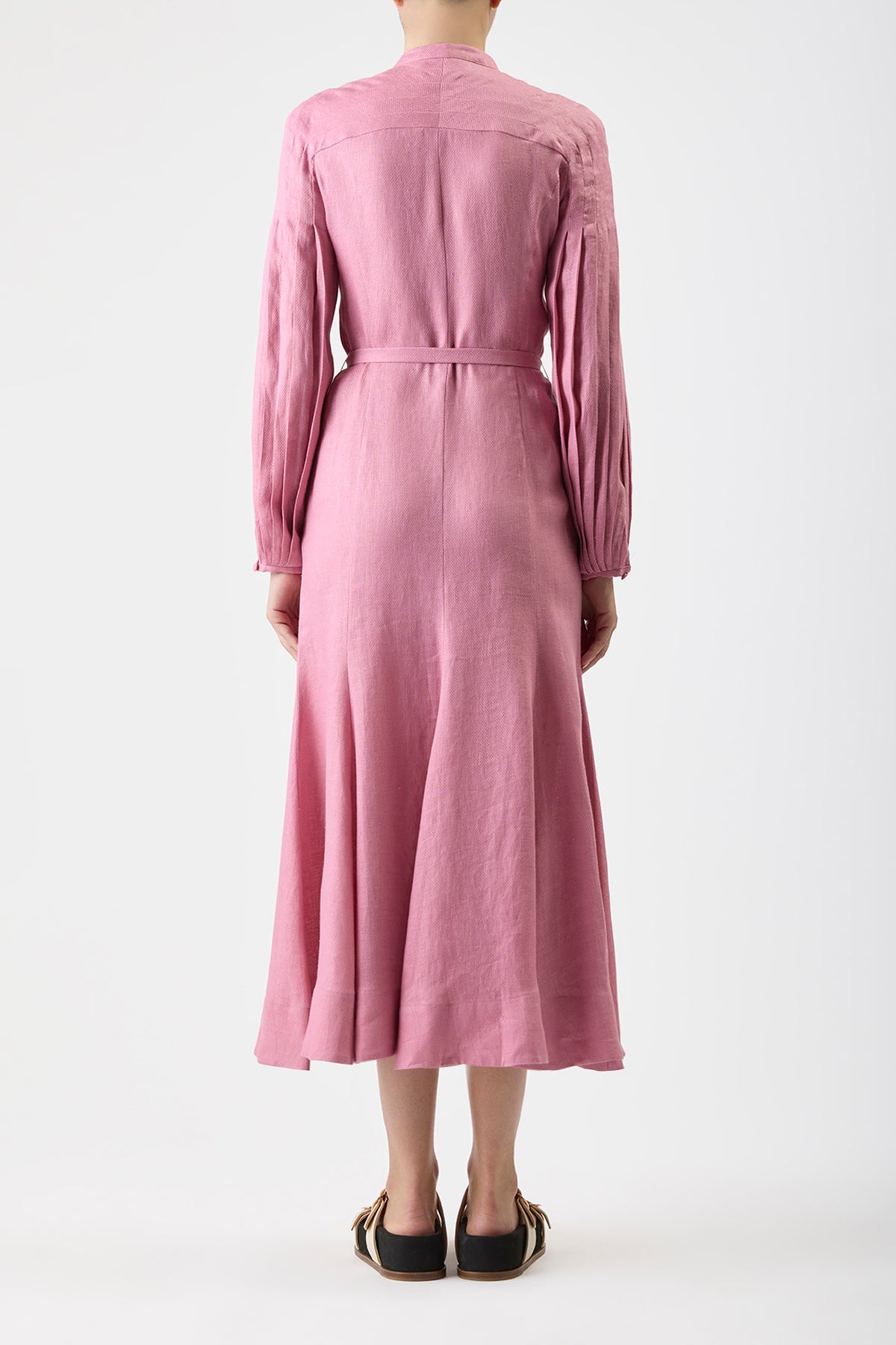 Lydia Maxi Dress with Slip in Rose Quartz Linen
