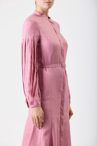 Lydia Maxi Dress with Slip in Rose Quartz Linen