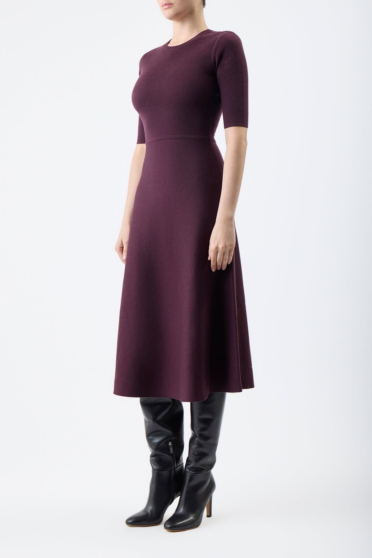 Seymore Knit Dress in Deep Bordeaux Cashmere Silk Wool