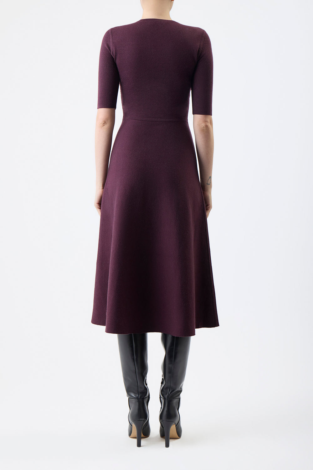Seymore Knit Midi Dress in Deep Bordeaux Merino Wool Cashmere