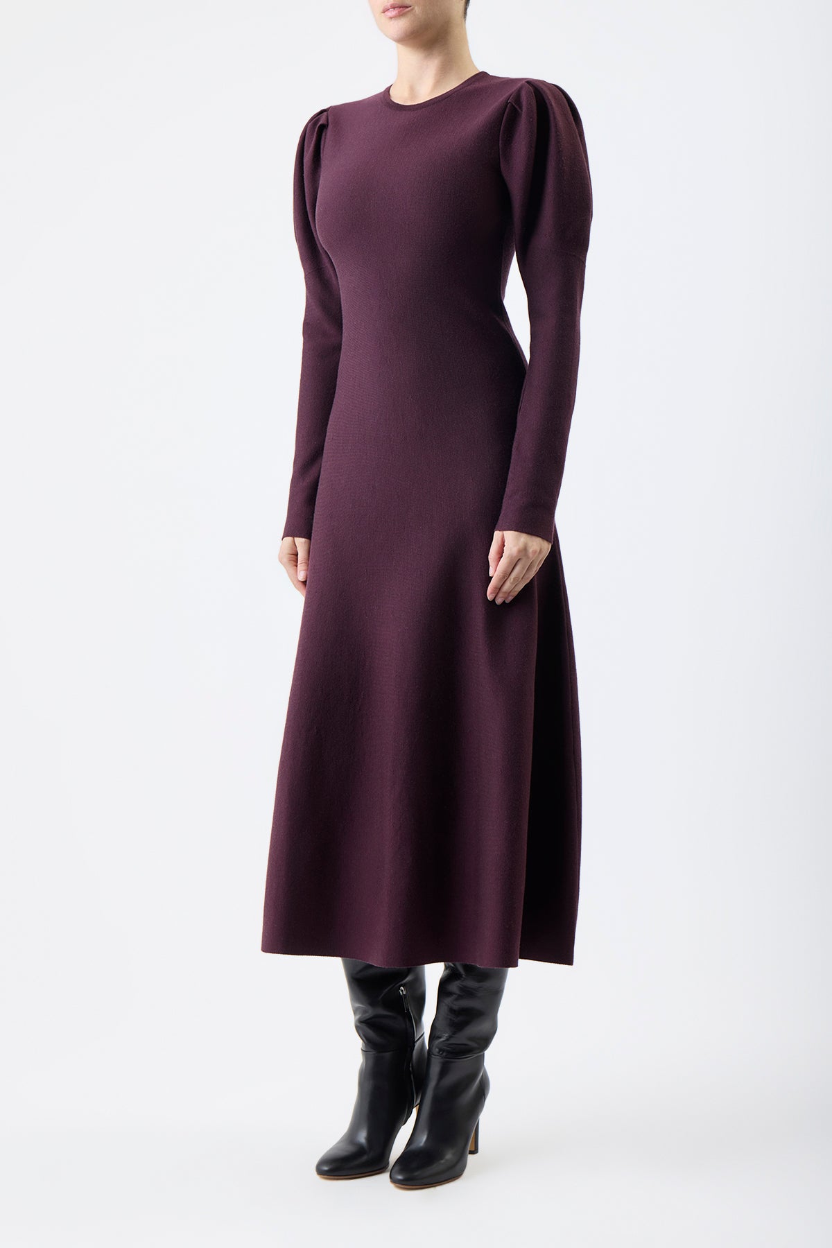 Hannah Knit Dress in Deep Bordeaux Cashmere Merino Wool