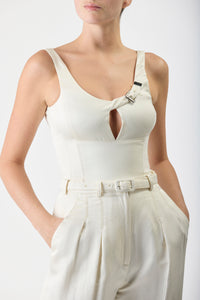 Vargas Pant in Ivory Silk Linen Satin