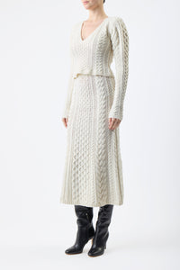 Callum Knit Skirt in Ivory Cashmere