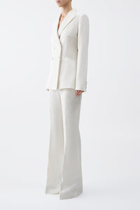 Brett Blazer in Ivory Textured Linen