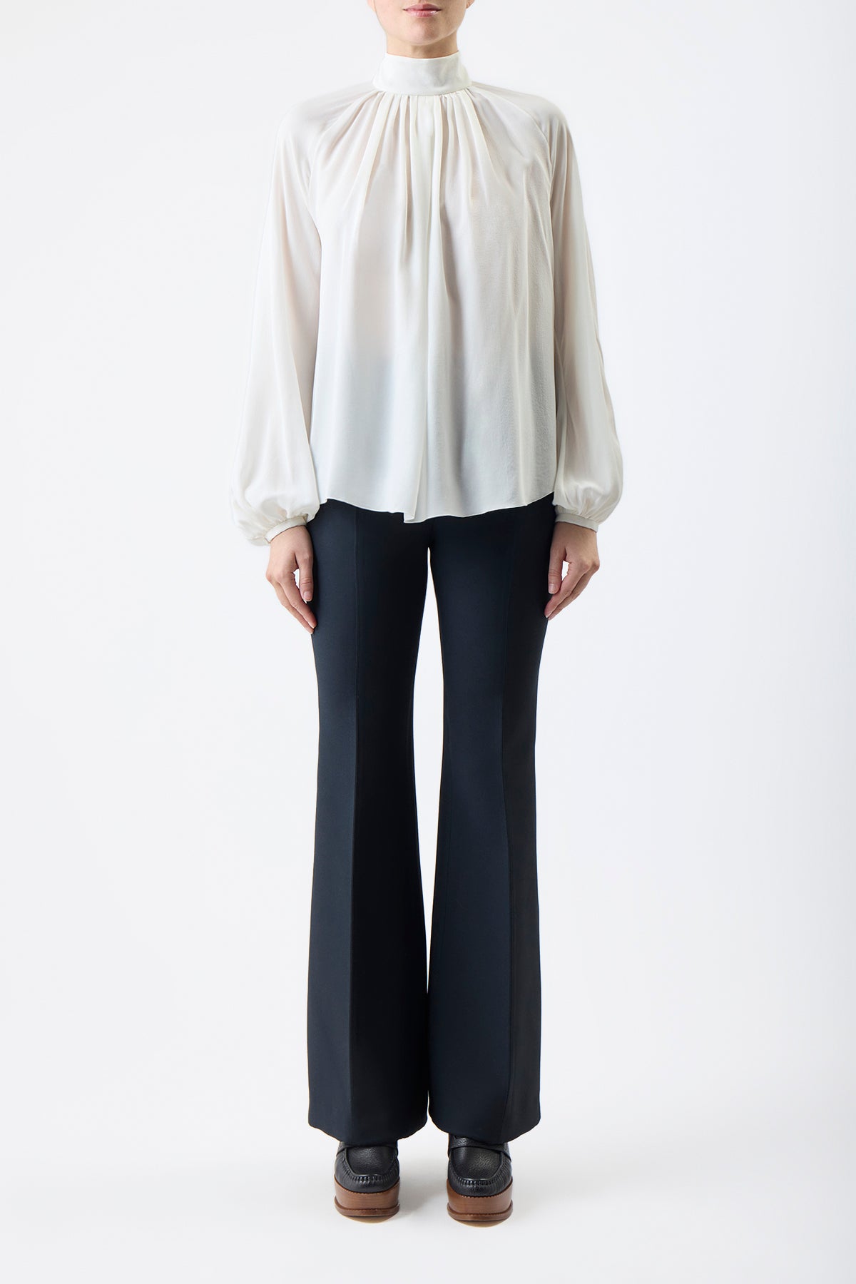 Kiian Pleated Top in Ivory Silk