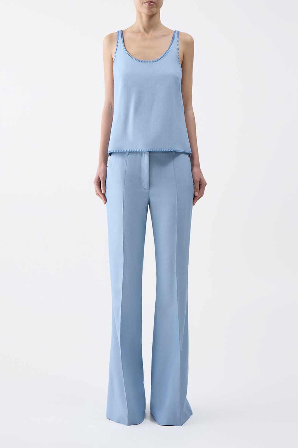Muriel Tank Top in Stone Blue Silk Virgin Wool