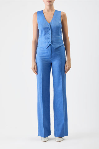 サファイアバージンウールとシルクリネンのコールリッジベスト