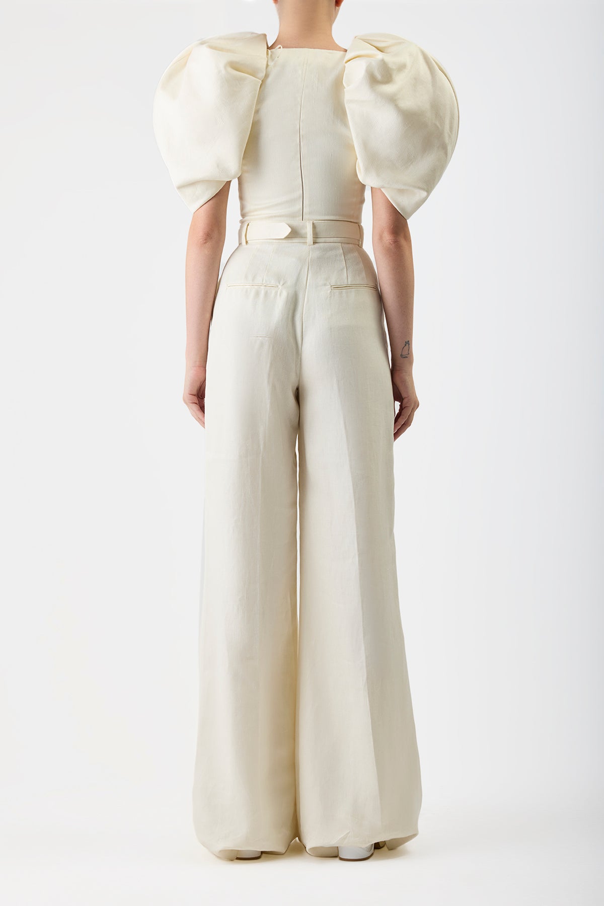 Ceri Top in Ivory Textured Linen