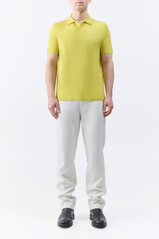 Stendhal Knit Short Sleeve Polo in Lime Adamite Cashmere