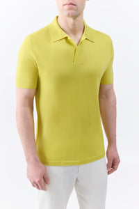 Stendhal Knit Short Sleeve Polo in Lime Adamite Cashmere