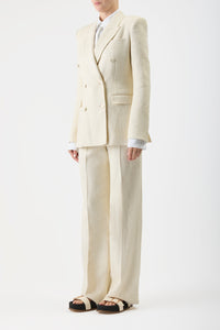 Gavin Blazer in Ivory Silk Virgin Wool Slub