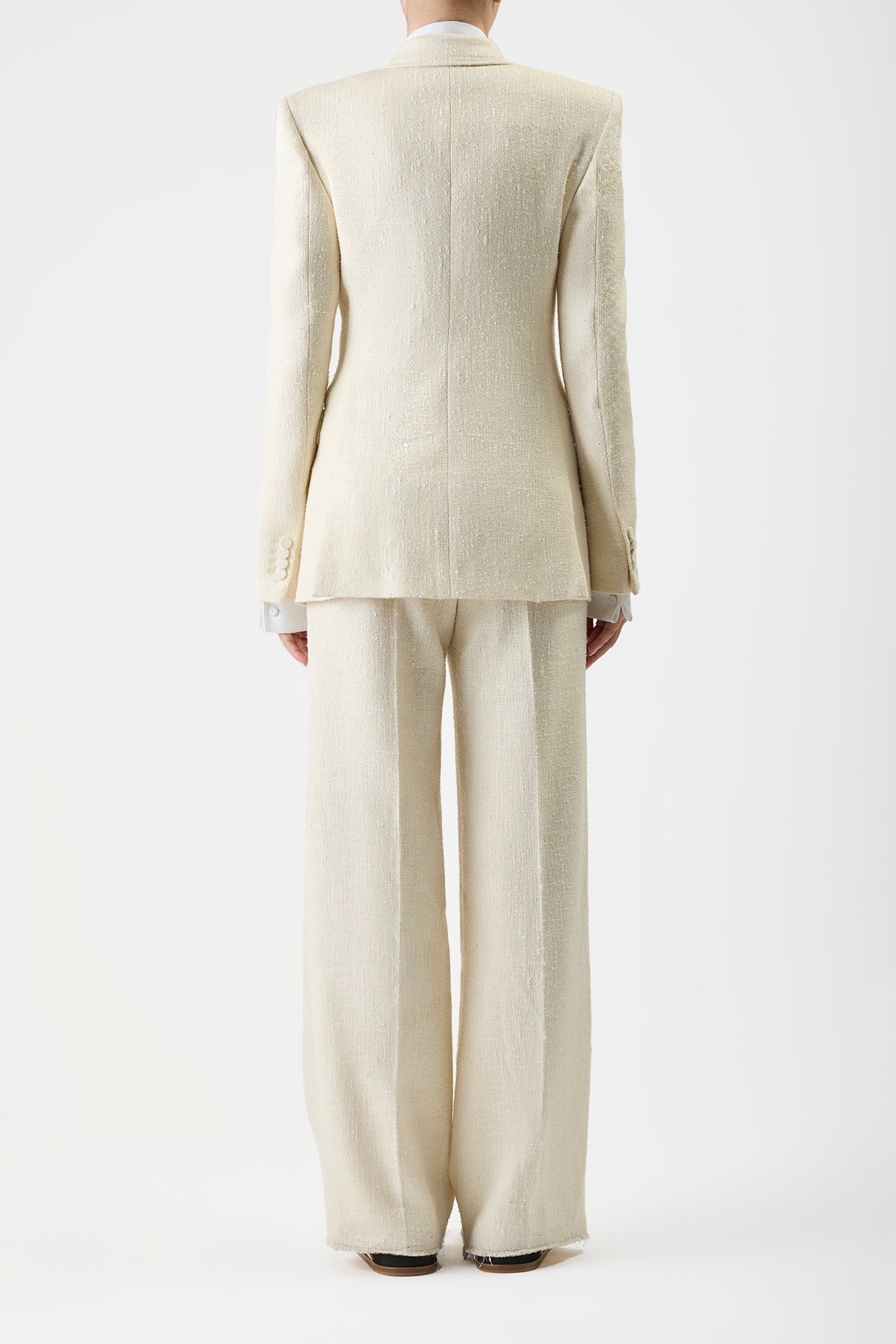 Gavin Blazer in Ivory Silk Virgin Wool Slub