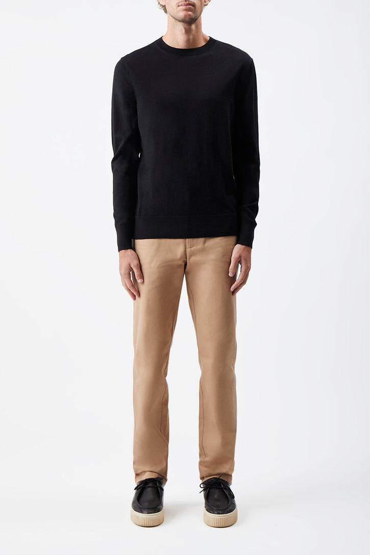 Palco Knit Crewneck in Black Merino Wool