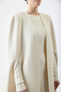 Eoin Knit Poncho in Ivory Wool