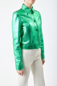 Thereza Jacket in Variseite Green Metallic Nappa Leather