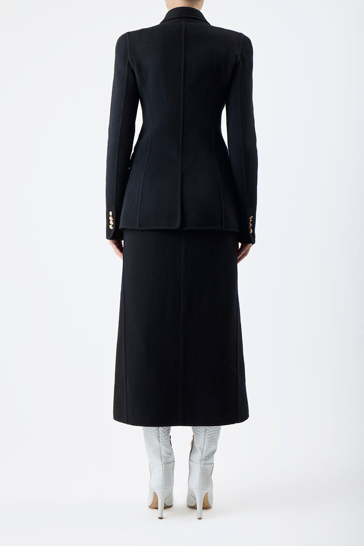 Morelos Midi Skirt in Black Double-Face Recycled Cashmere